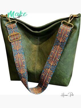 Vegan Leather Hobo Crossbody Bag with Adjustable Guitar Strap